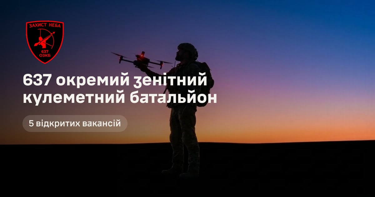 637 окремий зенітний кулеметний батальйон — 5 відкритих вакансій