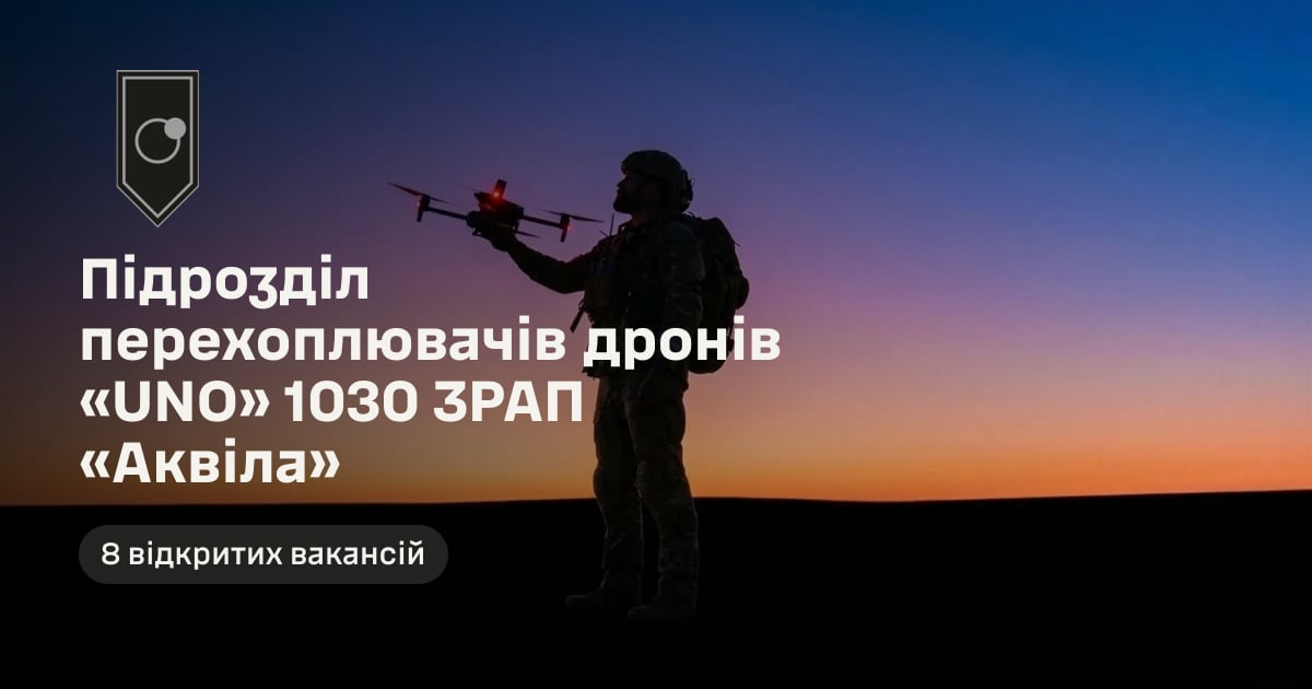 Підрозділ перехоплювачів дронів «UNO» 1030 ЗРАП «Аквіла» — 8 відкритих вакансій
