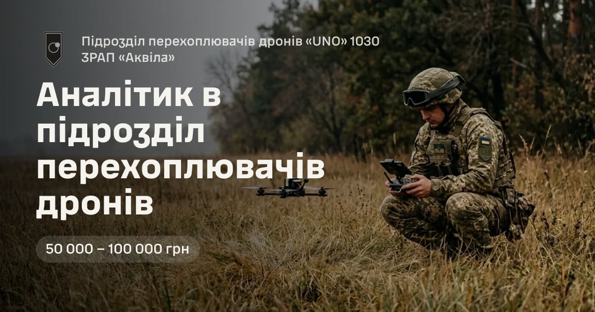 Аналітик в підрозділ перехоплювачів дронів — Підрозділ перехоплювачів дронів «UNO» 1030 ЗРАП «Аквіла»