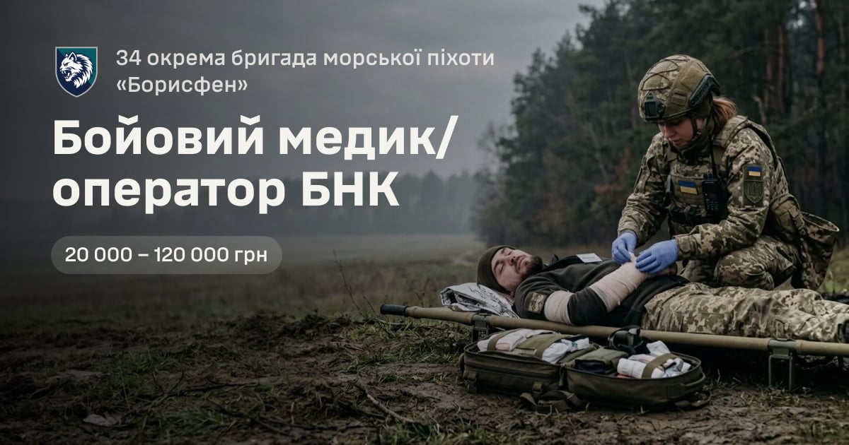 Бойовий медик/оператор БНК — 34 окрема бригада морської піхоти «Борисфен»