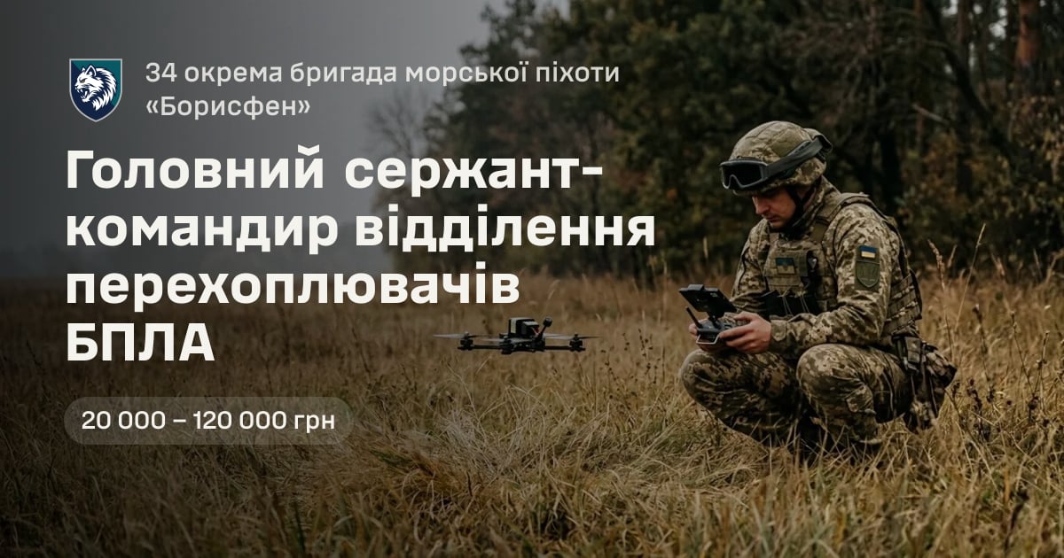 Головний сержант-командир відділення перехоплювачів БПЛА — 34 окрема бригада морської піхоти «Борисфен»