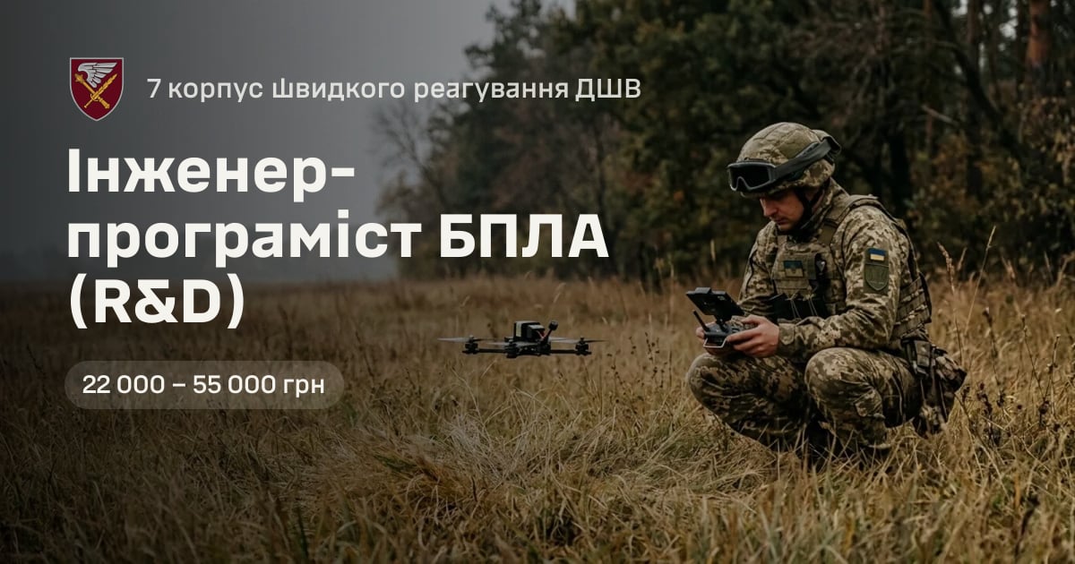 Інженер-програміст БПЛА (R&D) — 7 корпус швидкого реагування ДШВ