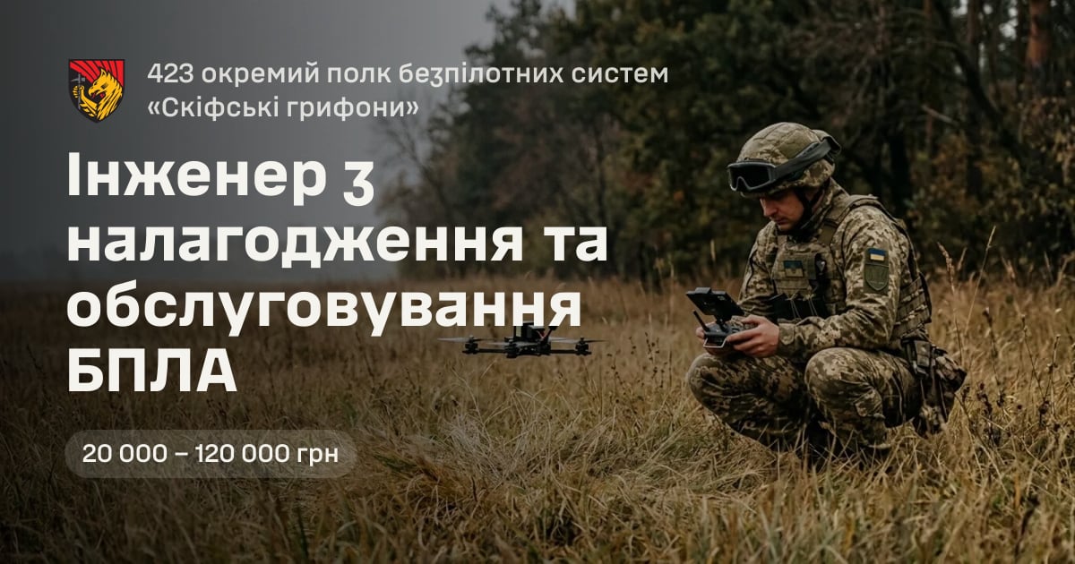 Інженер з налагодження та обслуговування БПЛА — 423 окремий полк безпілотних систем «Скіфські грифони»