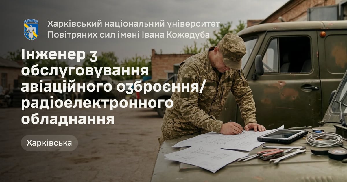 Інженер з обслуговування авіаційного озброєння/радіоелектронного обладнання — Харківський національний університет Повітряних сил імені Івана Кожедуба