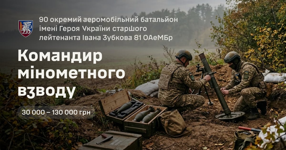 Командир мінометного взводу — 90 окремий аеромобільний батальйон імені Героя України старшого лейтенанта Івана Зубкова 81 ОАеМБр