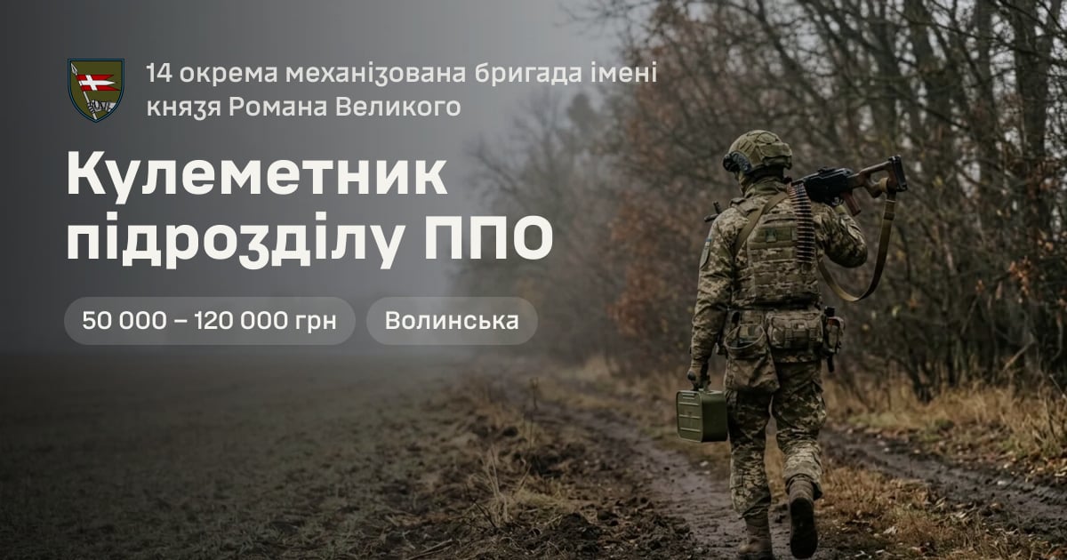 Кулеметник підрозділу ППО — 14 окрема механізована бригада імені князя Романа Великого