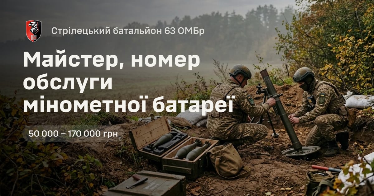 Майстер, номер обслуги мінометної батареї — Стрілецький батальйон 63 ОМБр