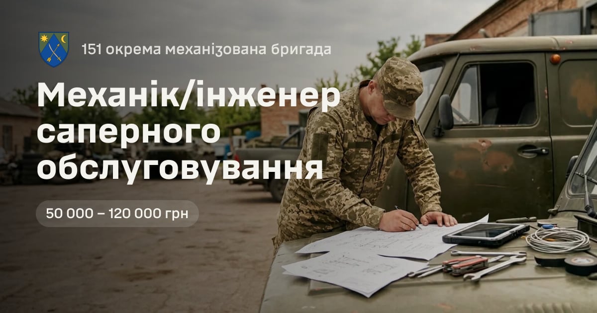 Механік/інженер саперного обслуговування — 151 окрема механізована бригада