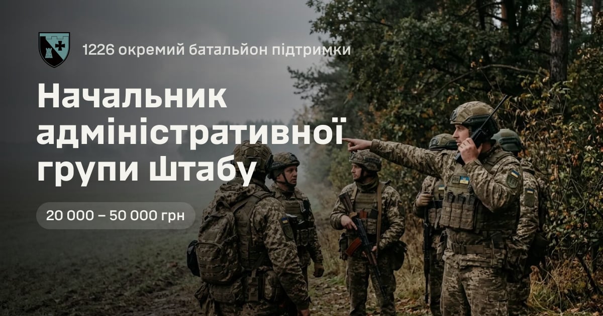 Начальник адміністративної групи штабу — 1226 окремий батальйон підтримки