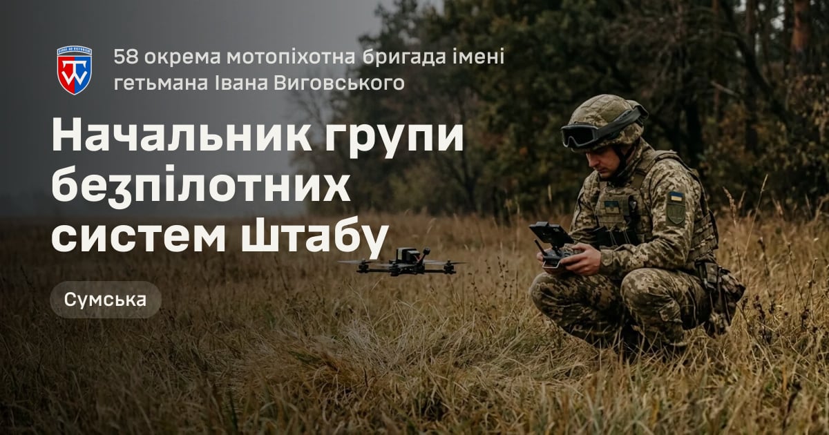 Начальник групи безпілотних систем штабу — 58 окрема мотопіхотна бригада імені гетьмана Івана Виговського