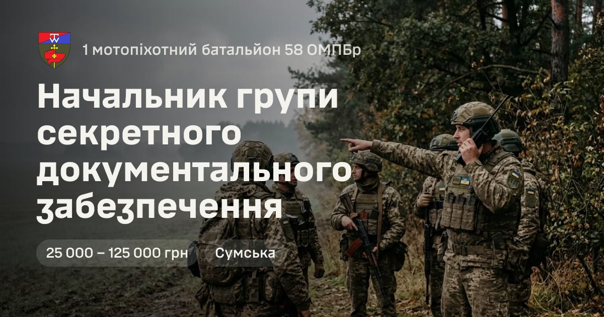 Начальник групи секретного документального забезпечення — 1 мотопіхотний батальйон 58 ОМПБр