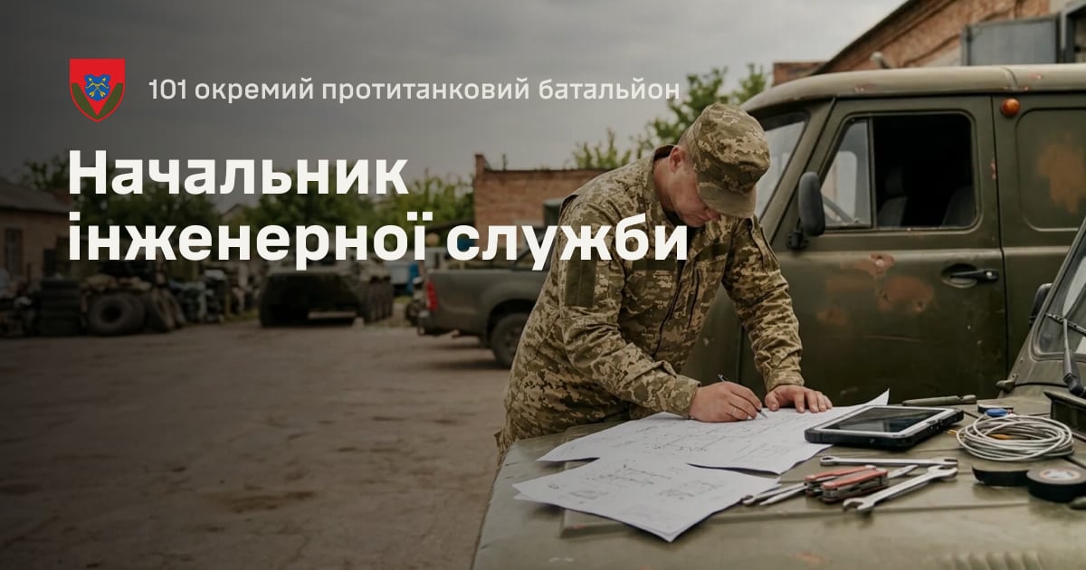 Начальник інженерної служби — 101 окремий протитанковий батальйон