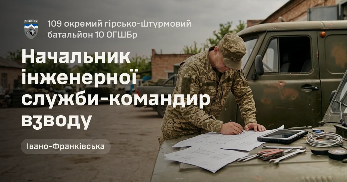 Начальник інженерної служби-командир взводу — 109 окремий гірсько-штурмовий батальйон 10 ОГШБр