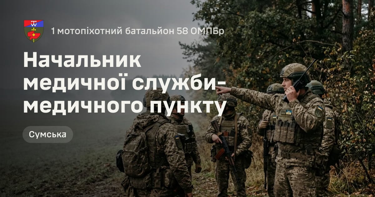 Начальник медичної служби-медичного пункту — 1 мотопіхотний батальйон 58 ОМПБр