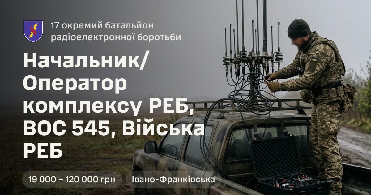 Начальник/Оператор комплексу РЕБ, ВОС 545, Війська РЕБ — 17 окремий батальйон радіоелектронної боротьби