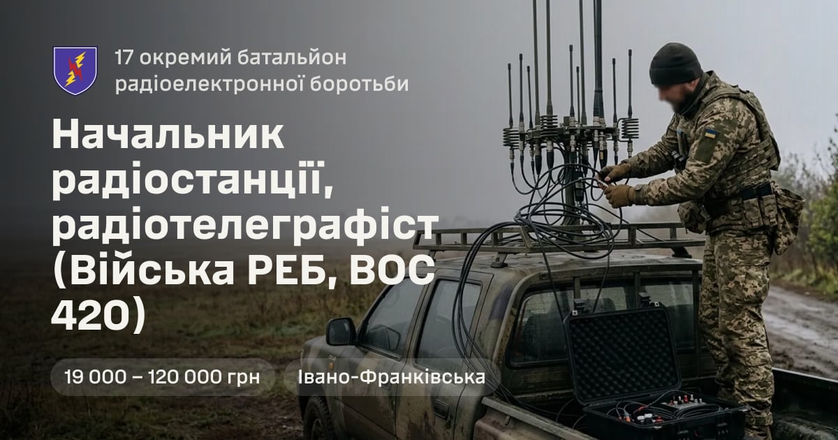 Начальник радіостанції, радіотелеграфіст (Війська РЕБ, ВОС 420) — 17 окремий батальйон радіоелектронної боротьби