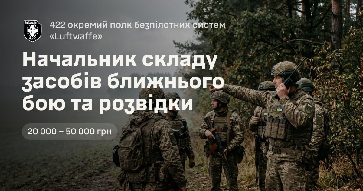 Начальник складу засобів ближнього бою та розвідки — 422 окремий полк безпілотних систем «Luftwaffe»