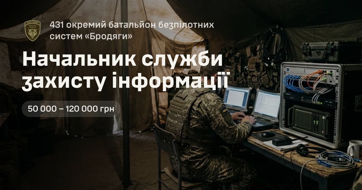 Начальник служби захисту інформації — 431 окремий батальйон безпілотних систем «Бродяги»