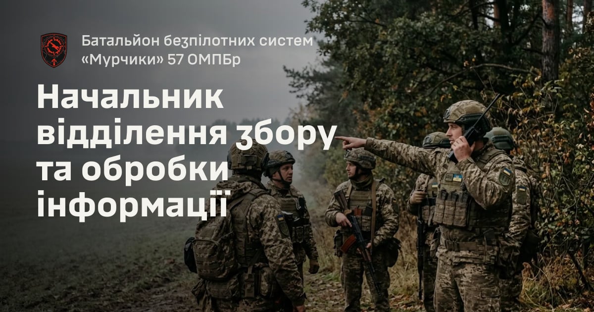 Начальник відділення збору та обробки інформації — Батальйон безпілотних систем «Мурчики» 57 ОМПБр