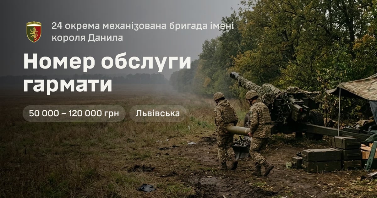 Номер обслуги гармати — 24 окрема механізована бригада імені короля Данила