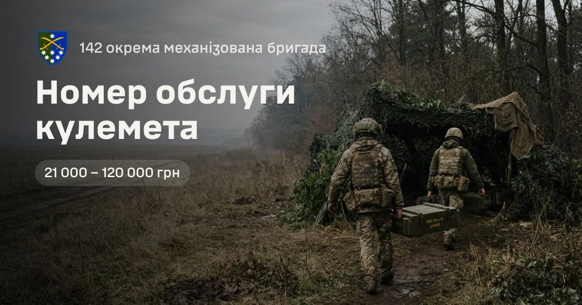 Номер обслуги кулемета — 142 окрема механізована бригада