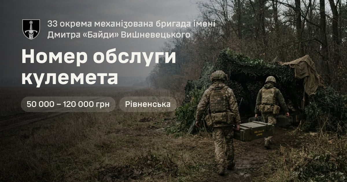 Номер обслуги кулемета — 33 окрема механізована бригада імені Дмитра «Байди» Вишневецького
