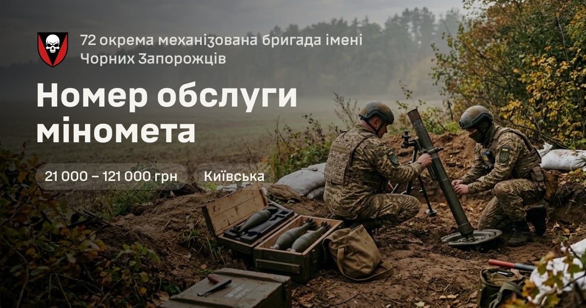 Номер обслуги міномета — 72 окрема механізована бригада імені Чорних Запорожців
