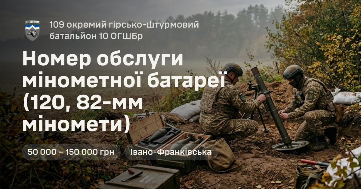 Номер обслуги мінометної батареї (120, 82-мм міномети) — 109 окремий гірсько-штурмовий батальйон 10 ОГШБр