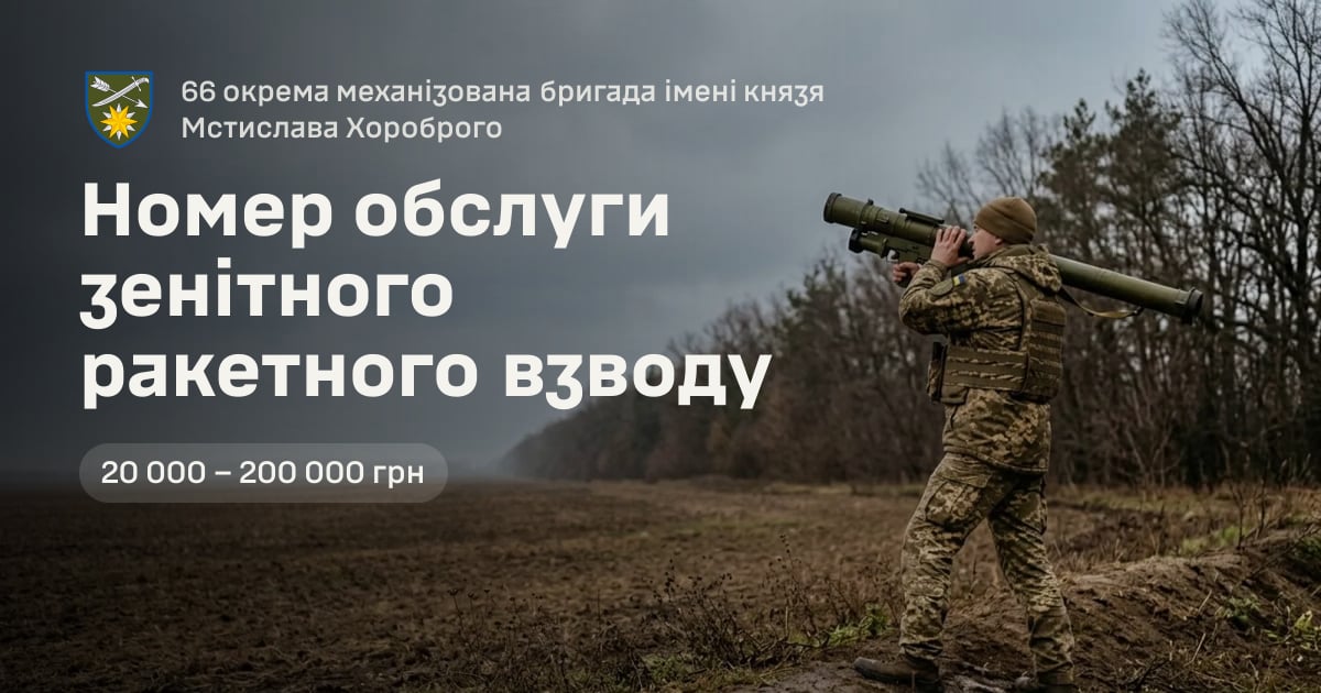Номер обслуги зенітного ракетного взводу — 66 окрема механізована бригада імені князя Мстислава Хороброго