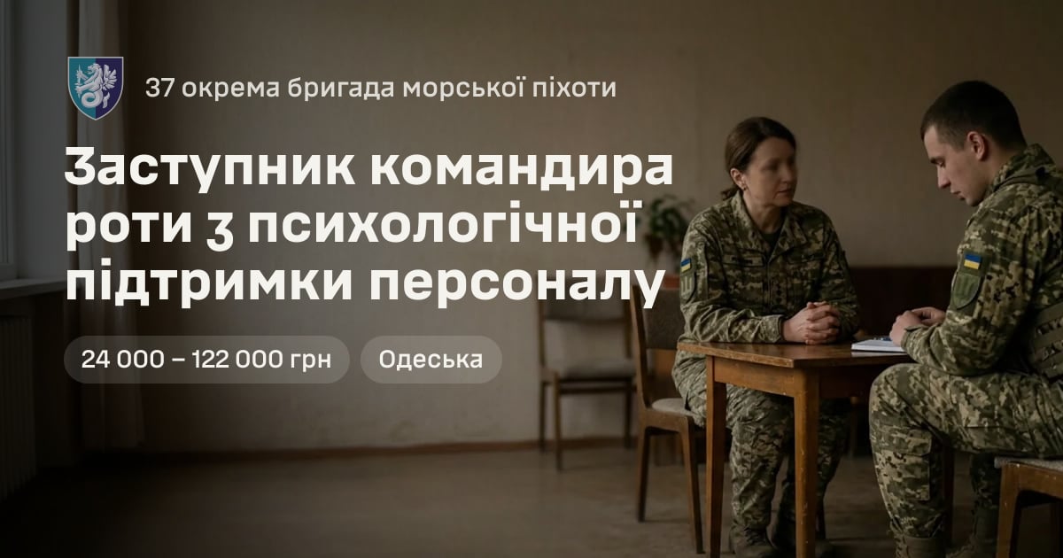 Заступник командира роти з психологічної підтримки персоналу — 37 окрема бригада морської піхоти