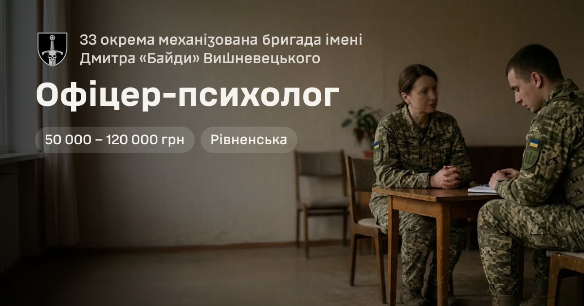 Офіцер-психолог — 33 окрема механізована бригада імені Дмитра «Байди» Вишневецького