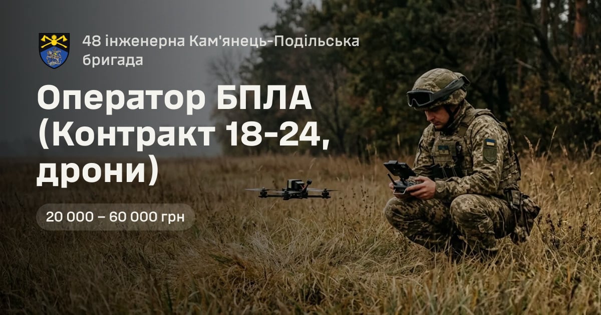 Оператор БПЛА (Контракт 18-24, дрони) — 48 інженерна Кам'янець-Подільська бригада