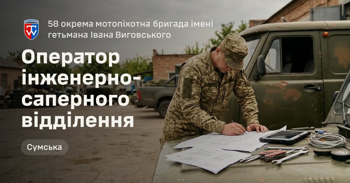 Оператор інженерно-саперного відділення — 58 окрема мотопіхотна бригада імені гетьмана Івана Виговського