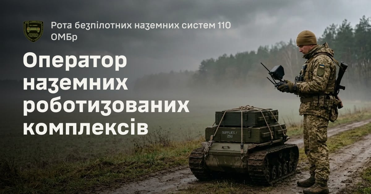 Оператор наземних роботизованих комплексів — Рота безпілотних наземних систем 110 ОМБр