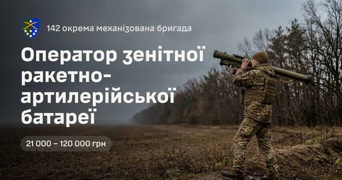 Оператор зенітної ракетно-артилерійської батареї — 142 окрема механізована бригада