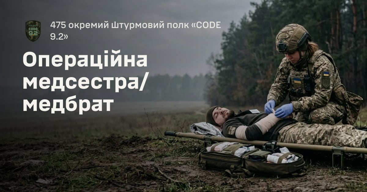 Операційна медсестра/медбрат — 475 окремий штурмовий полк «CODE 9.2»