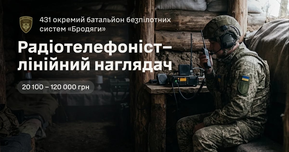Радіотелефоніст–лінійний наглядач — 431 окремий батальйон безпілотних систем «Бродяги»