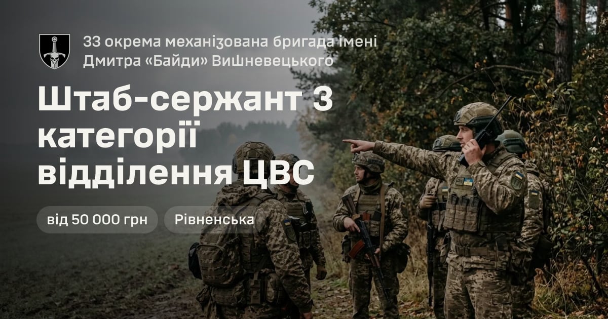 Штаб-сержант 3 категорії відділення ЦВС — 33 окрема механізована бригада імені Дмитра «Байди» Вишневецького