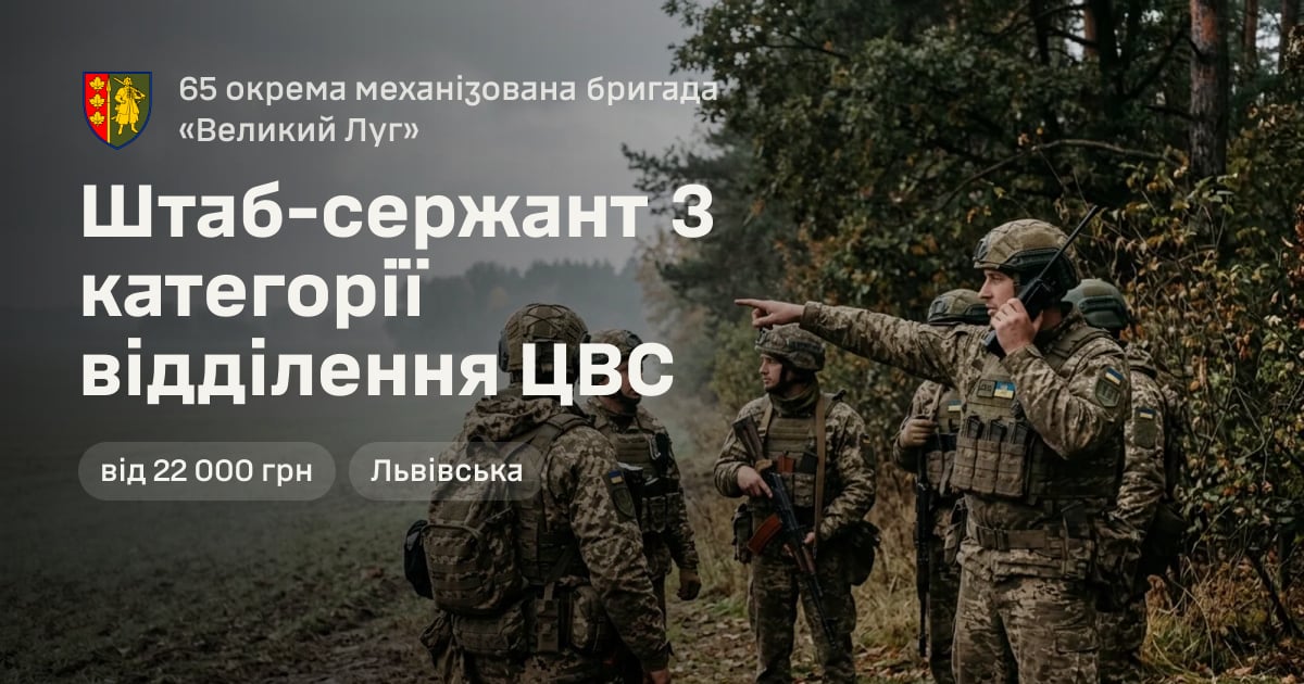 Штаб-сержант 3 категорії відділення ЦВС — 65 окрема механізована бригада «Великий Луг»