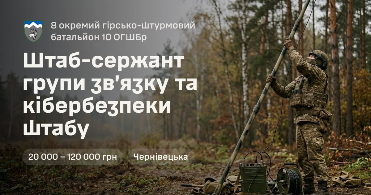 Штаб-сержант групи зв’язку та кібербезпеки штабу — 8 окремий гірсько-штурмовий батальйон 10 ОГШБр