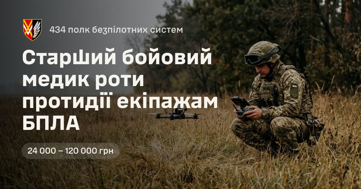 Старший бойовий медик роти протидії екіпажам БПЛА — 434 полк безпілотних систем
