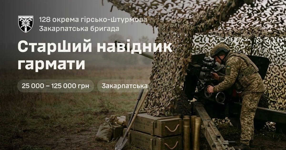 Старший навідник гармати — 128 окрема гірсько-штурмова Закарпатська бригада