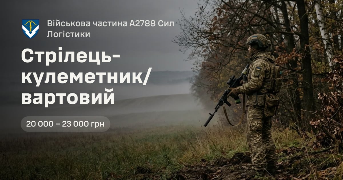 Стрілець-кулеметник/вартовий — Військова частина А2788 Сил Логістики