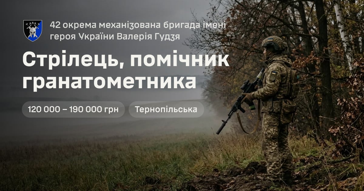 Стрілець, помічник гранатометника — 42 окрема механізована бригада імені героя України Валерія Гудзя