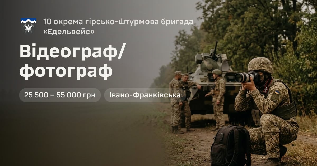 Відеограф/фотограф — 10 окрема гірсько-штурмова бригада «Едельвейс»