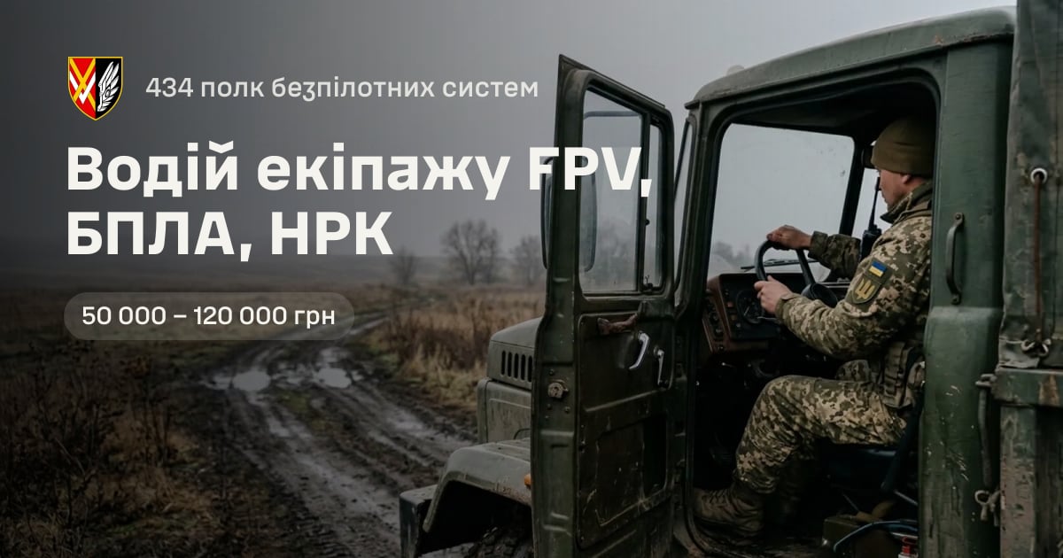 Водій екіпажу FPV, БПЛА, НРК — 434 полк безпілотних систем