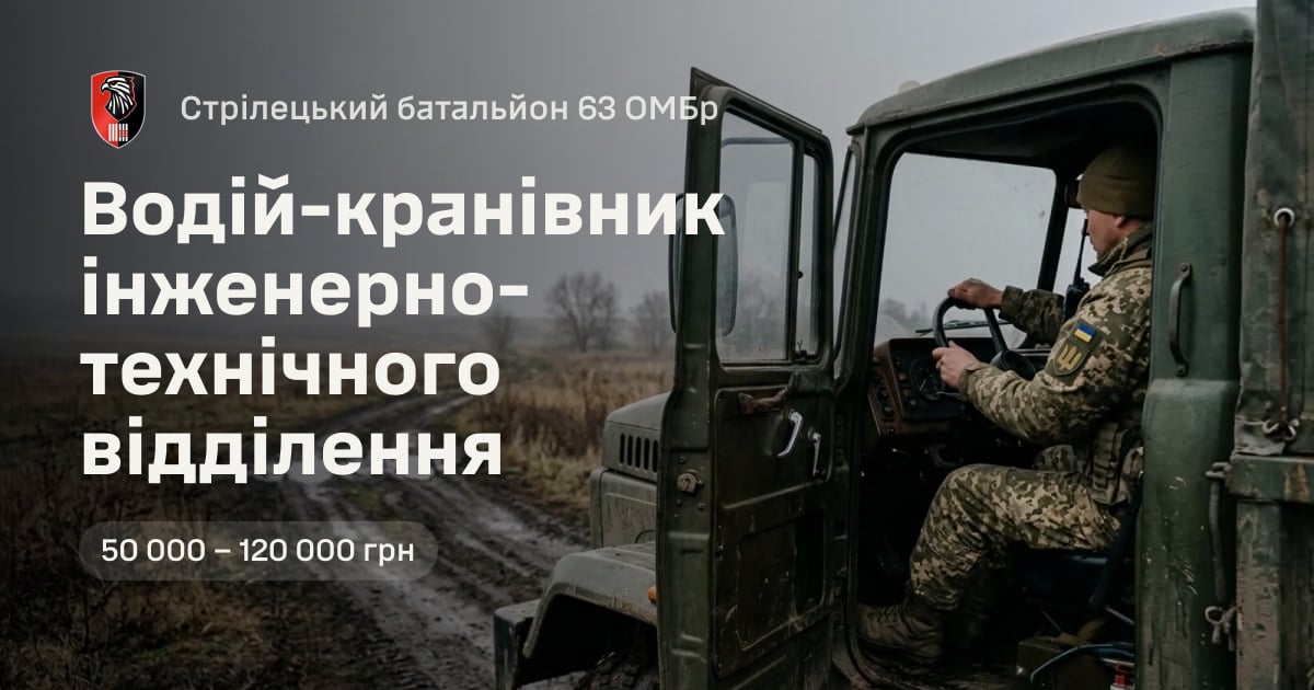 Водій-кранівник інженерно-технічного відділення — Стрілецький батальйон 63 ОМБр