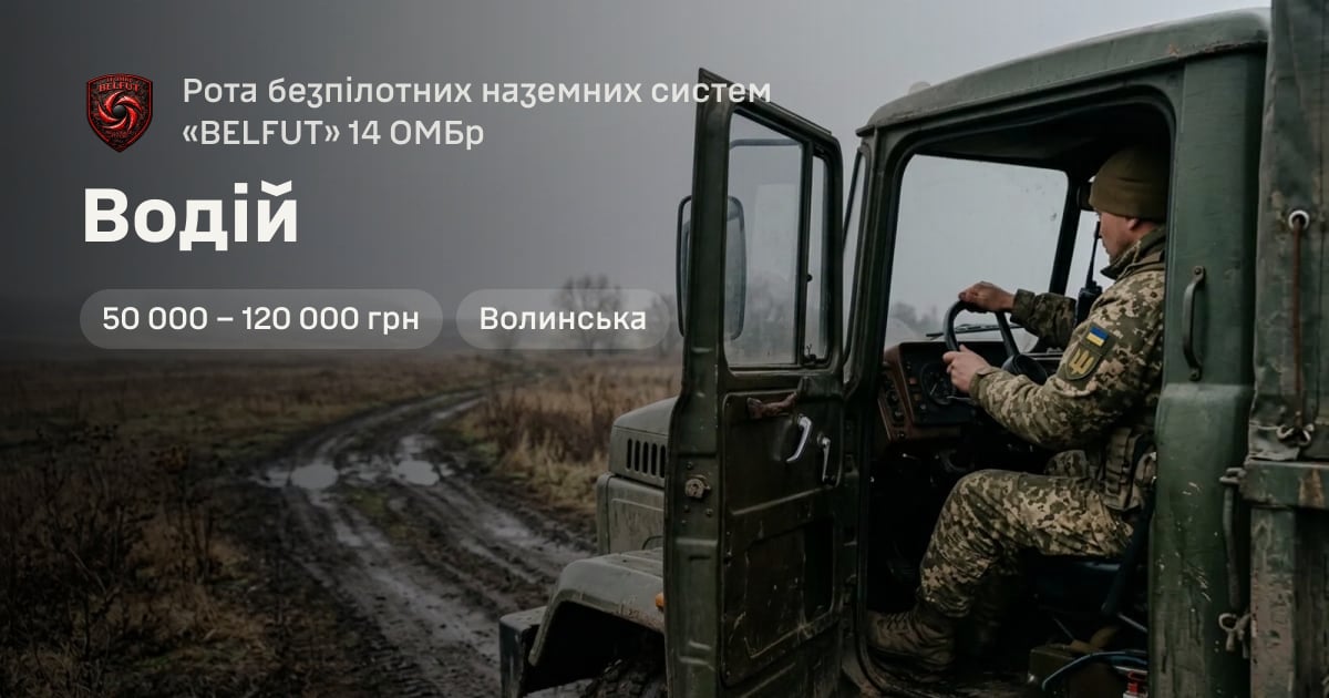 Водій — Рота безпілотних наземних систем «BELFUT» 14 ОМБр
