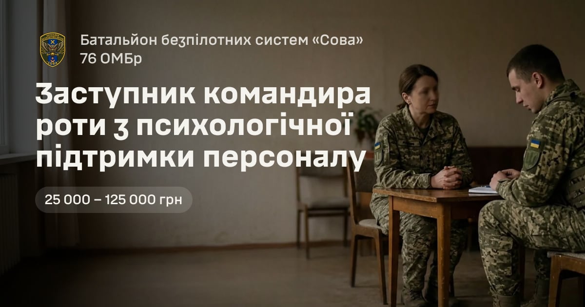 Заступник командира роти з психологічної підтримки персоналу — Батальйон безпілотних систем «Сова» 76 ОМБр