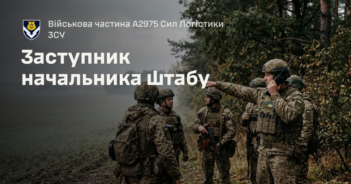 Заступник начальника штабу — Військова частина А2975 Сил Логістики ЗСУ